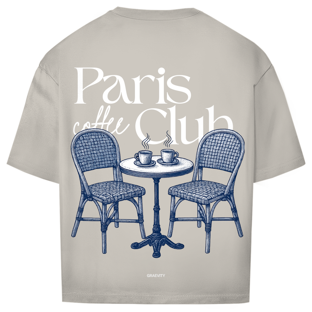 PARIS COFFEE CLUB OVERSIZE T-SHIRT WHITE WRITING