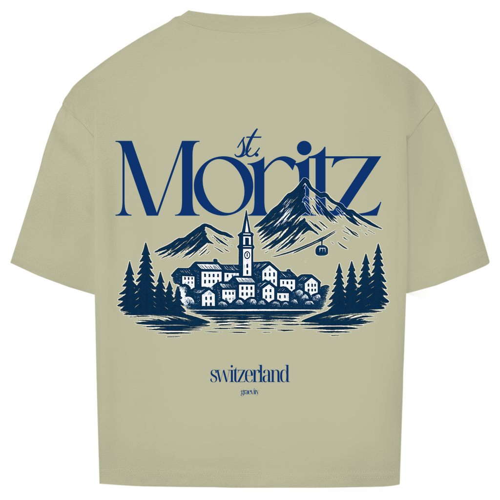 ST. MORITZ OVERSIZE T-SHIRT BLUE WRITING