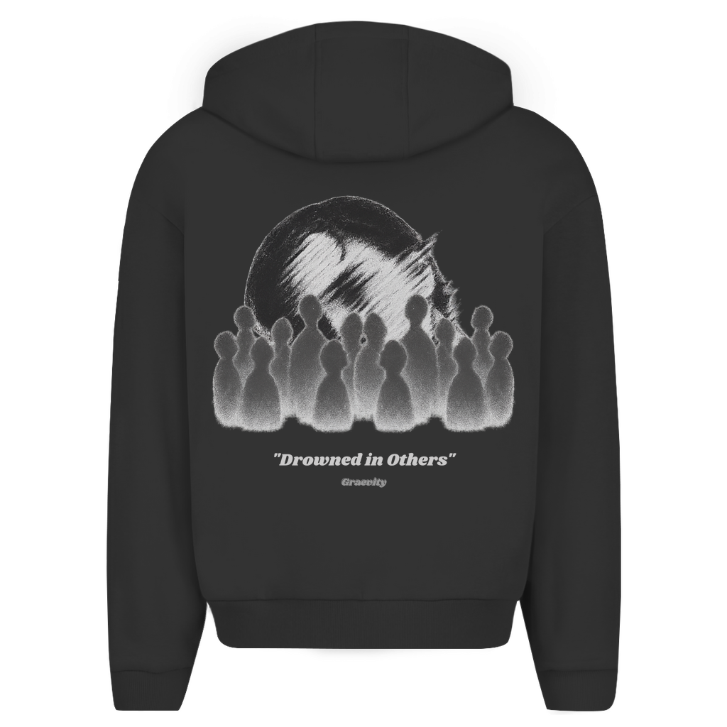 "DROWNED IN OTHERS" OVERSIZE ZIP-HOODIE (GREY TEXT)
