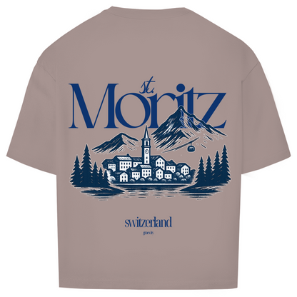ST. MORITZ OVERSIZE T-SHIRT BLUE WRITING