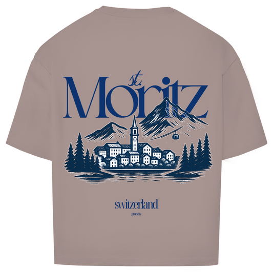 ST. MORITZ OVERSIZE T-SHIRT BLUE WRITING