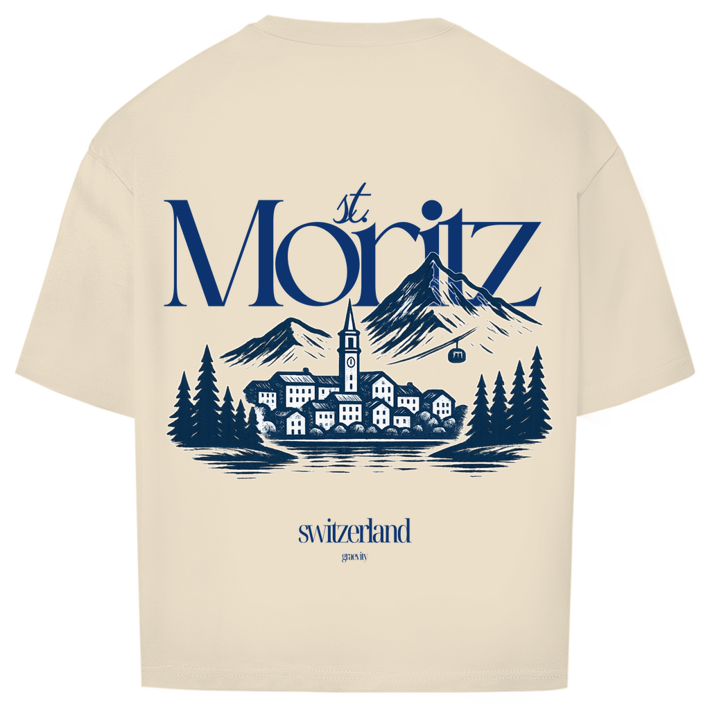 ST. MORITZ OVERSIZE T-SHIRT BLUE WRITING