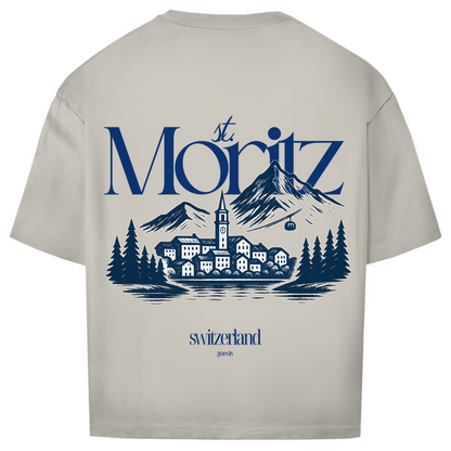 ST. MORITZ OVERSIZE T-SHIRT BLUE WRITING