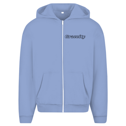 "SHADOWS" OVERSIZE ZIP HOODIE BLACK TEXT