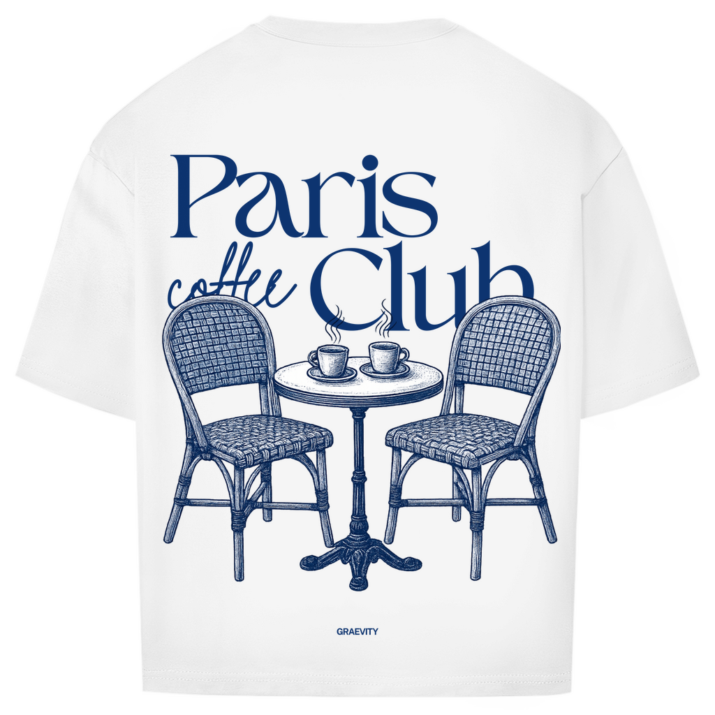 PARIS COFFEE CLUB OVERSIZE T-SHIRT BLUE WRITING
