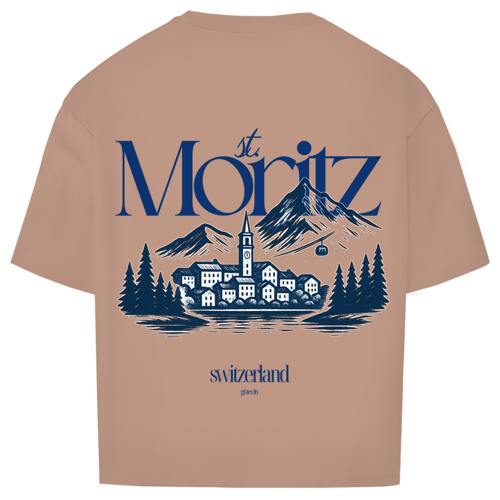 ST. MORITZ OVERSIZE T-SHIRT BLUE WRITING