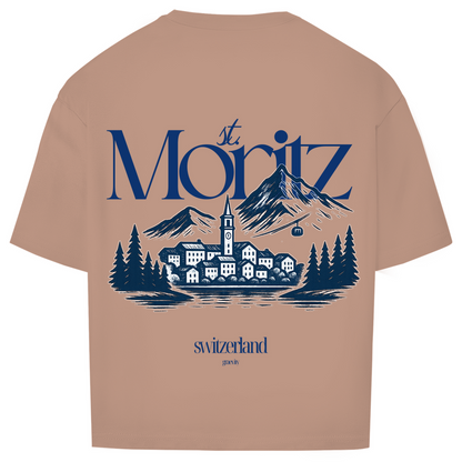 ST. MORITZ OVERSIZE T-SHIRT BLUE WRITING