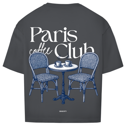 PARIS COFFEE CLUB OVERSIZE T-SHIRT WHITE WRITING
