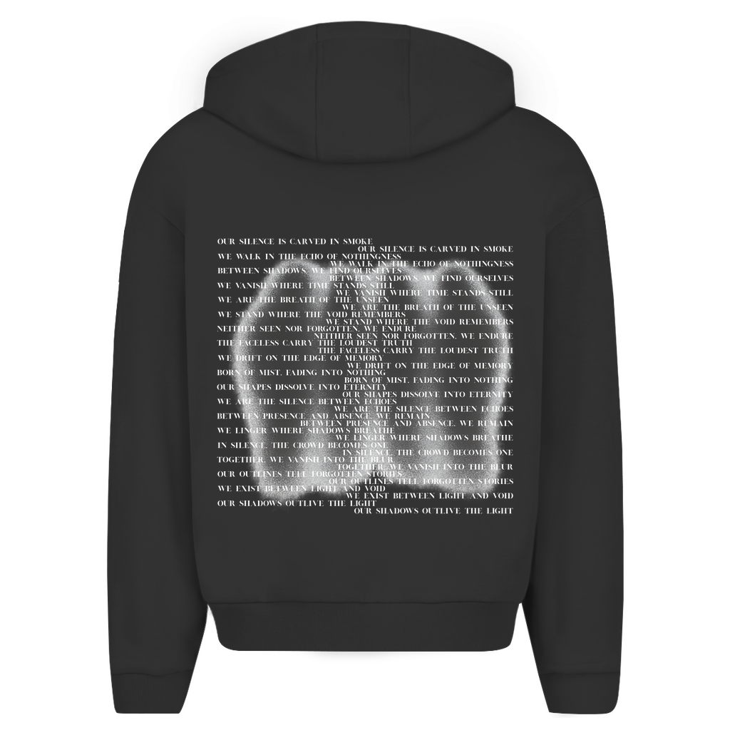 "SHADOWS" OVERSIZE ZIP-HOODIE GREY TEXT