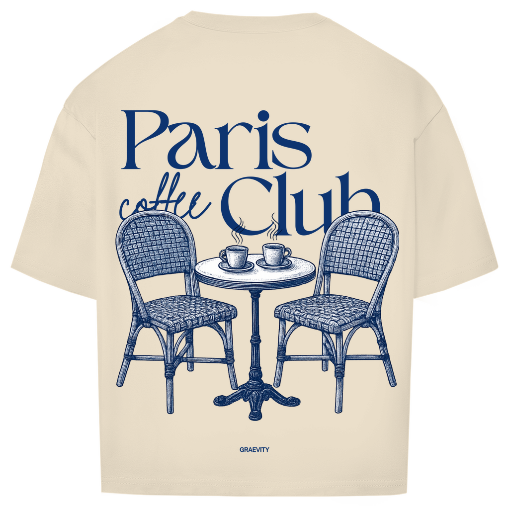 PARIS COFFEE CLUB OVERSIZE T-SHIRT BLUE WRITING
