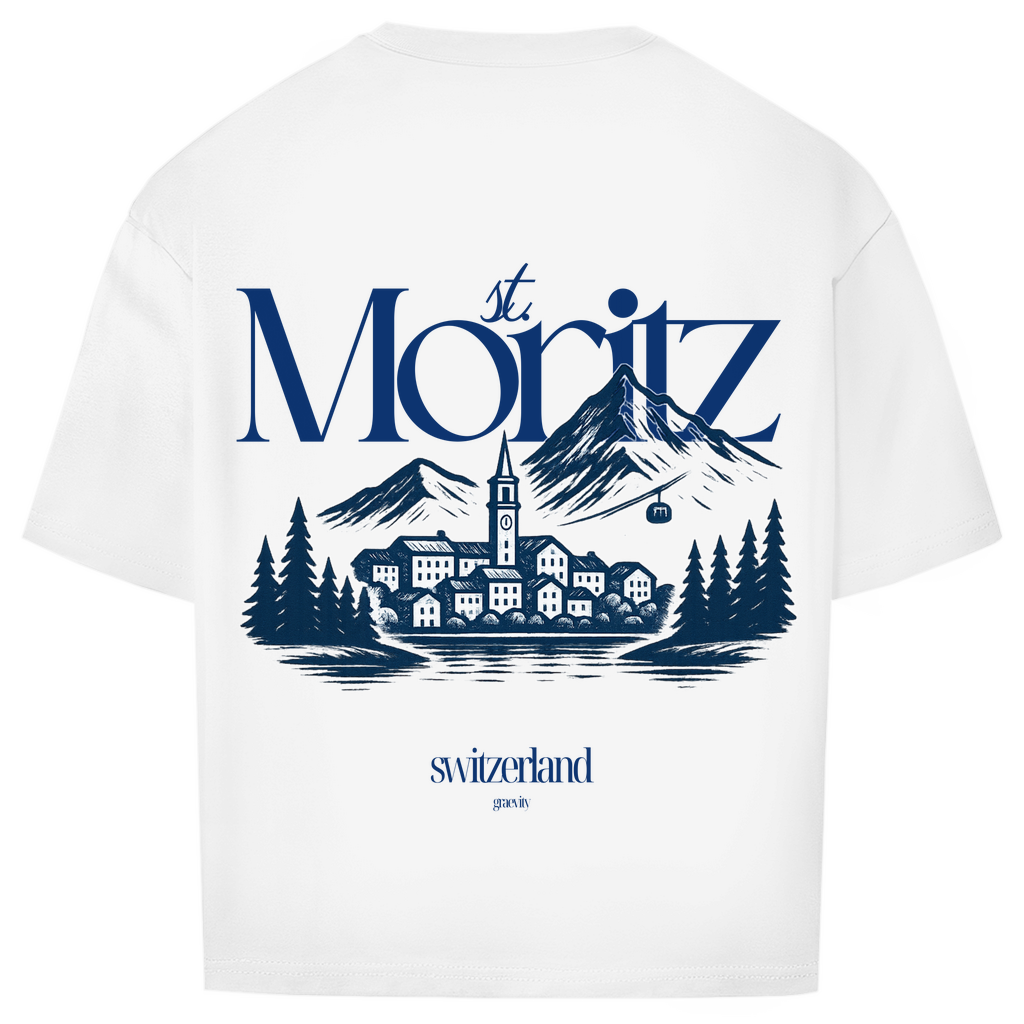 ST. MORITZ OVERSIZE T-SHIRT BLUE WRITING