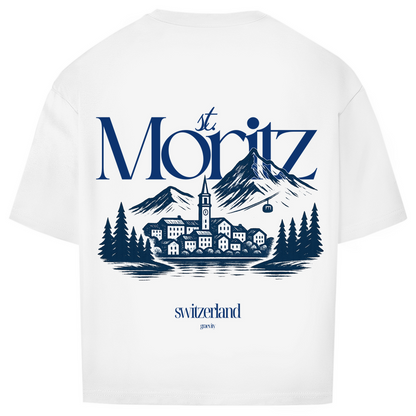 ST. MORITZ OVERSIZE T-SHIRT BLUE WRITING