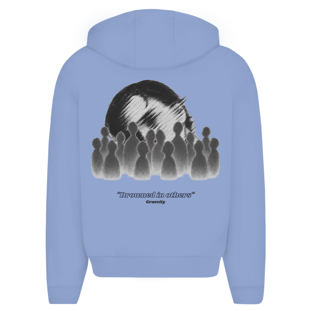 "DROWNED IN OTHERS" OVERSIZE ZIP-HOODIE BLACK TEXT
