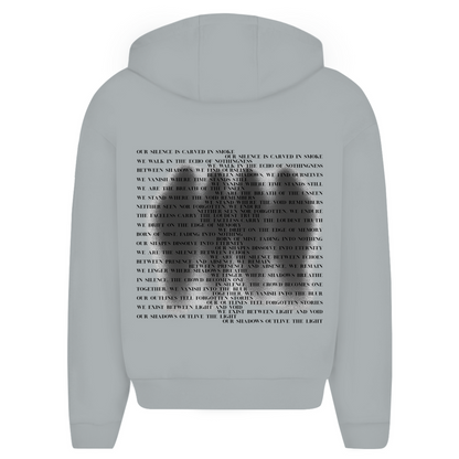 "SHADOWS" OVERSIZE ZIP HOODIE BLACK TEXT