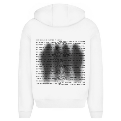 "SHADOWS" OVERSIZE ZIP HOODIE BLACK TEXT