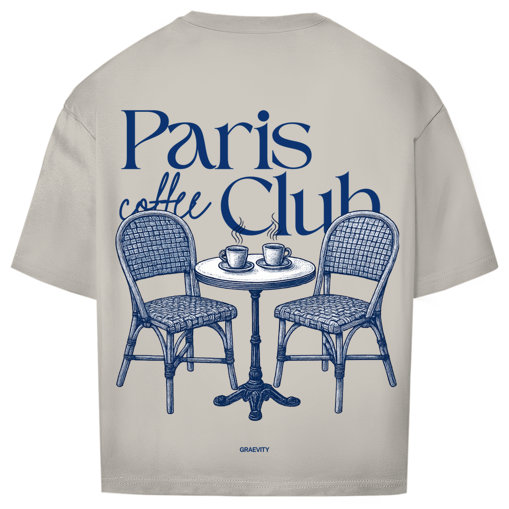 PARIS COFFEE CLUB OVERSIZE T-SHIRT BLUE WRITING