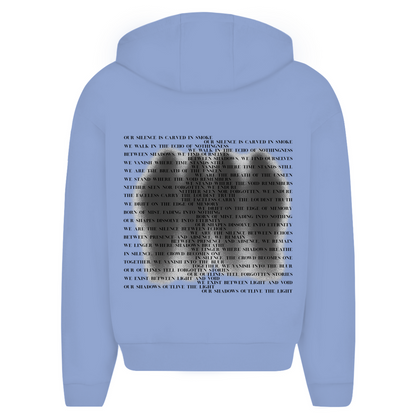 "SHADOWS" OVERSIZE ZIP HOODIE BLACK TEXT